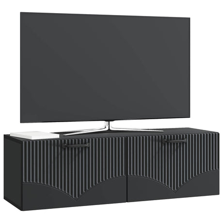Wooden TV Stand 98cm Wide x 31cm Depth Wall Hung With 2 Flip Doors - Vantage Home