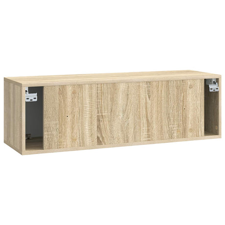 Wooden TV Stand 98cm Wide x 31cm Depth Wall Hung With 2 Flip Doors - Vantage Home