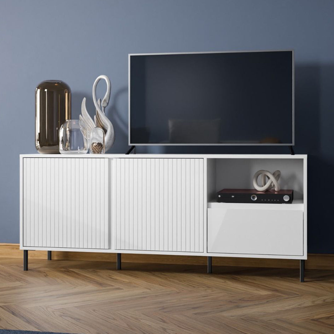 Wooden TV Stand Wide With 2 Doors And 1 Drawer - Avenale