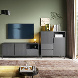 Wooden TV Stand Wide With 2 Doors And 1 Drawer - Avenale