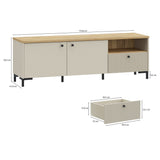 Wooden TV Stand 152.8cm Wide With 2 Doors And 1 Fluted Drawer - Bixbite