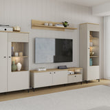 Wooden TV Stand 152.8cm Wide With 2 Doors And 1 Fluted Drawer - Bixbite