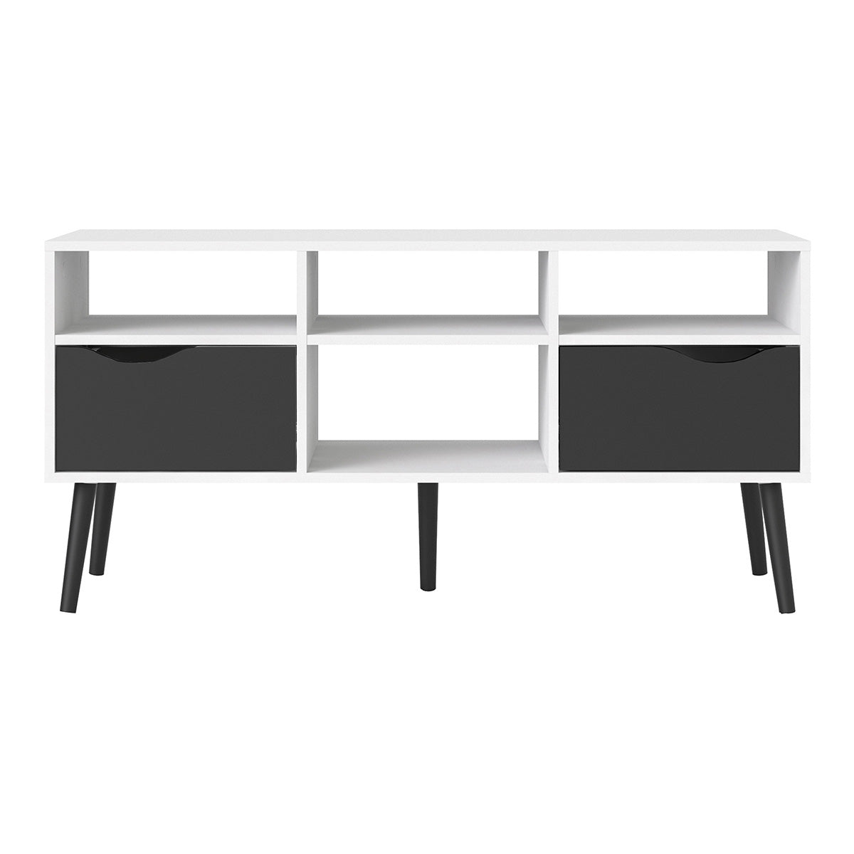 Wooden TV Stand Wide With 2 Drawers And 4 Shelves - Oslo