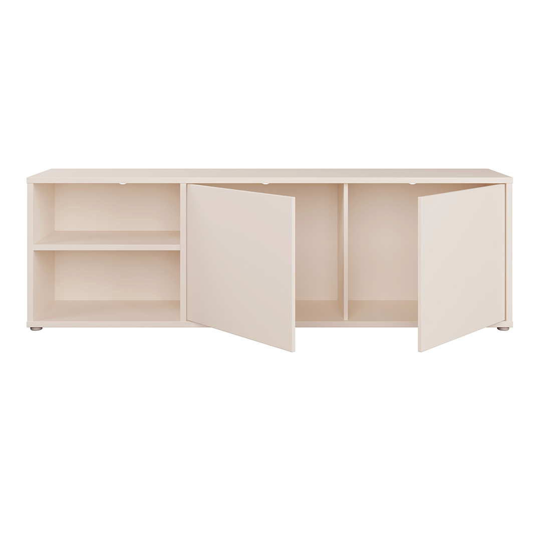 Wooden TV Stand Wide With 2 Push-to-Open Doors And 1 Open Shelf - Alice Springs