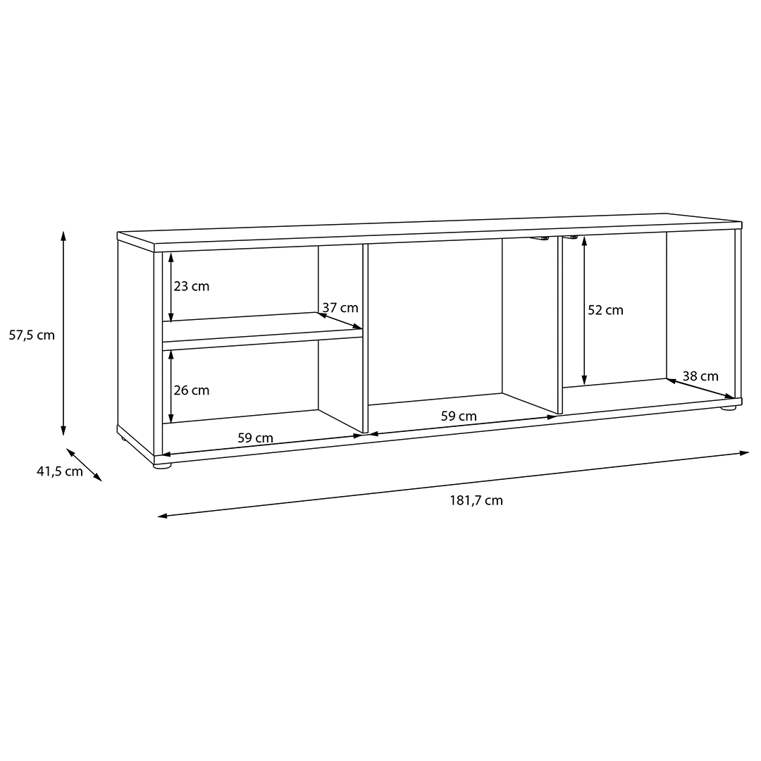 Wooden TV Stand Wide With 2 Push-to-Open Doors And 1 Open Shelf - Alice Springs