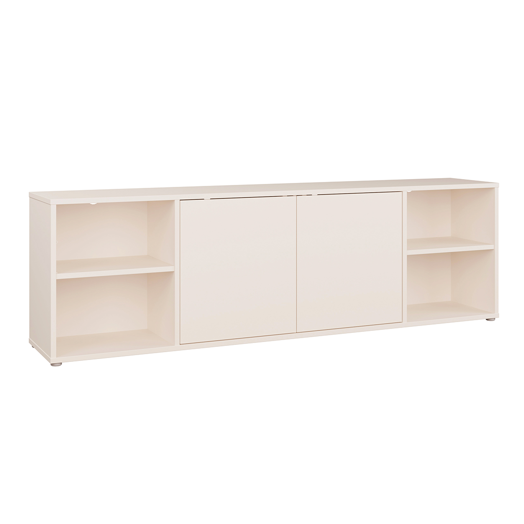 Wooden TV Stand Wide With 2 Push-to-Open Doors And 2 Open Shelves - Alice Springs