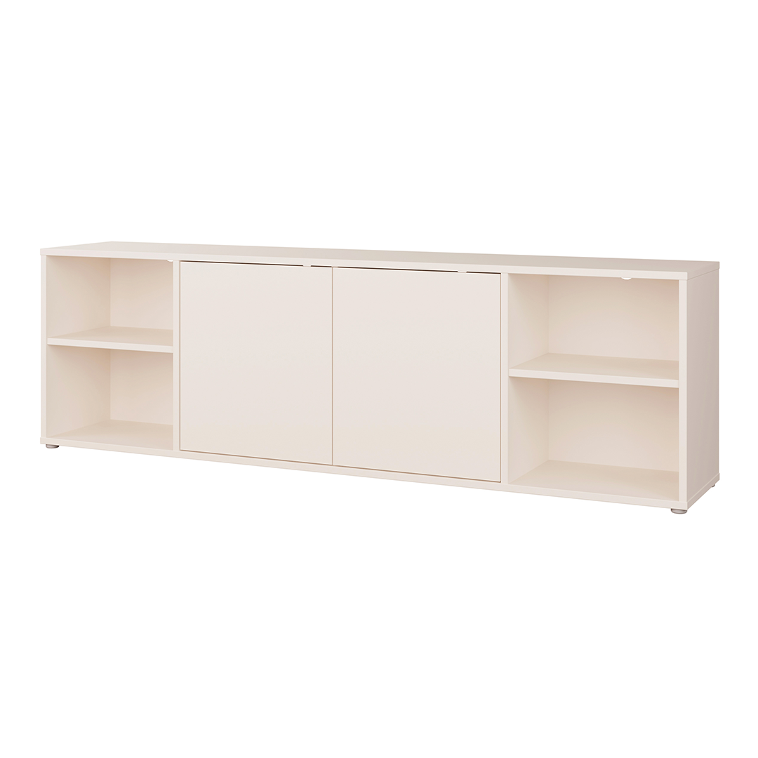 Wooden TV Stand Wide With 2 Push-to-Open Doors And 2 Open Shelves - Alice Springs