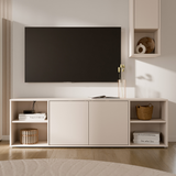 Wooden TV Stand Wide With 2 Push-to-Open Doors And 2 Open Shelves - Alice Springs