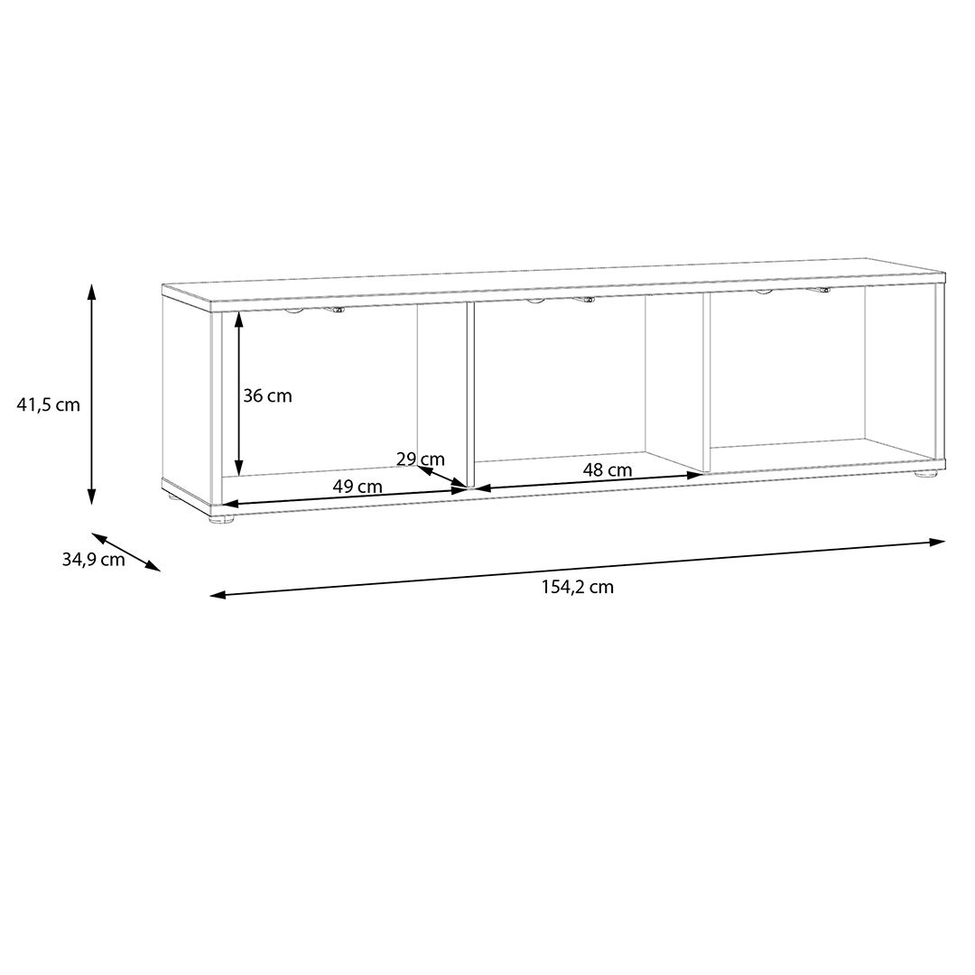 Wooden TV Stand Wide With 3 Push-to-Open Doors - Alice Springs