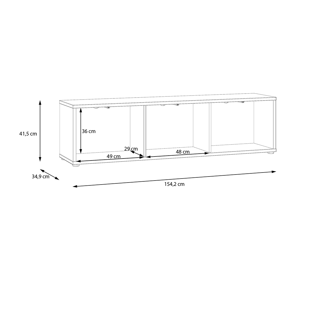 Wooden TV Stand Wide With 3 Push-to-Open Doors - Alice Springs