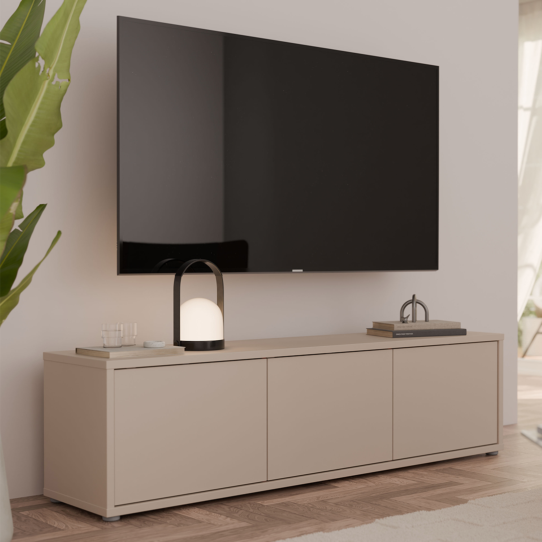 Wooden TV Stand Wide With 3 Push-to-Open Doors - Alice Springs