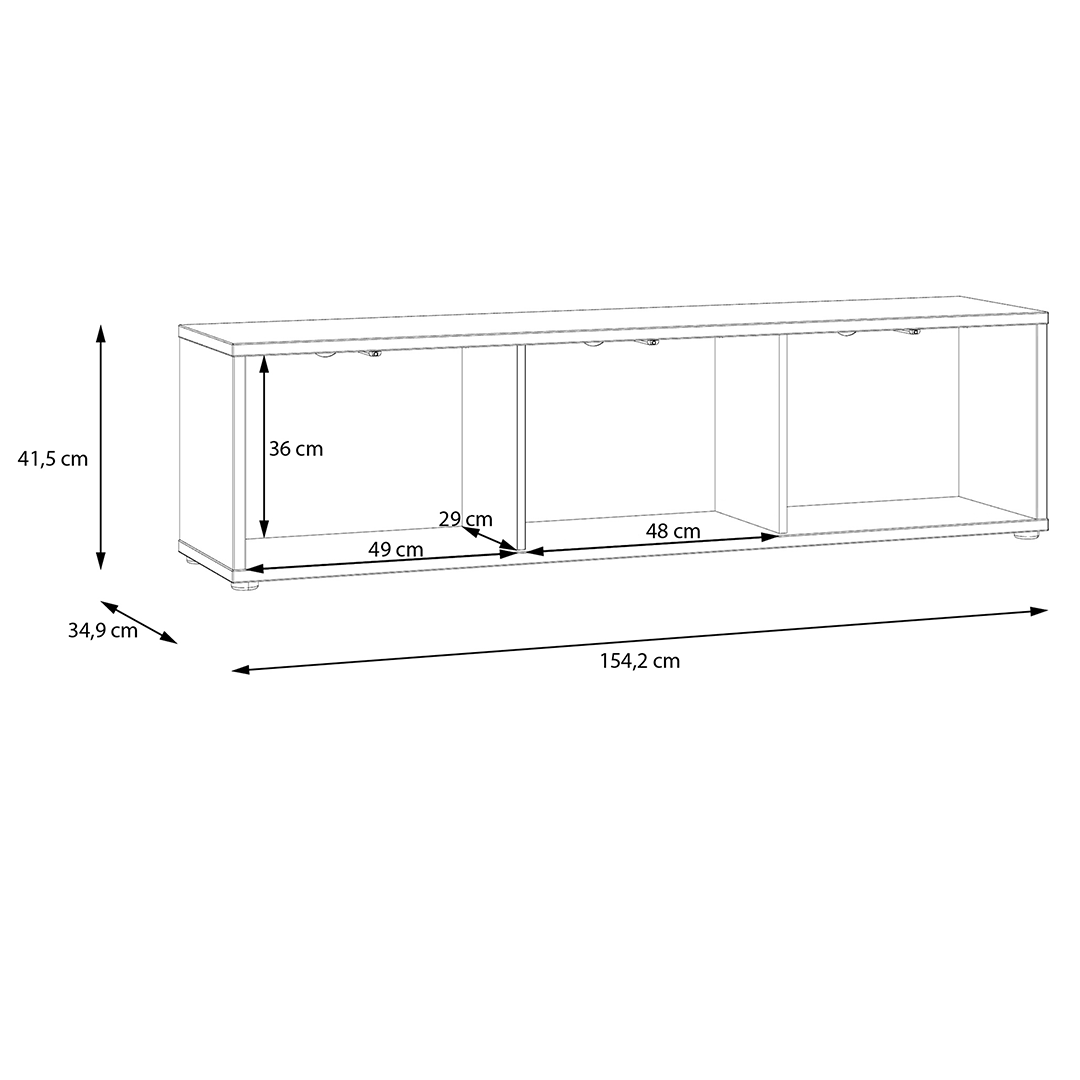 Wooden TV Stand Wide With 3 Push-to-Open Doors - Alice Springs