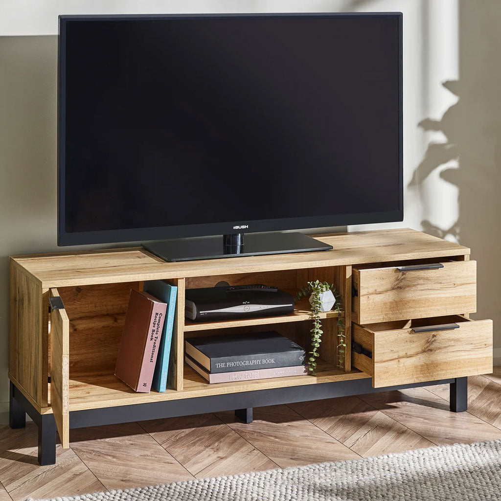 Wooden TV Stand With 1 Door And 2 Drawers - Bali
