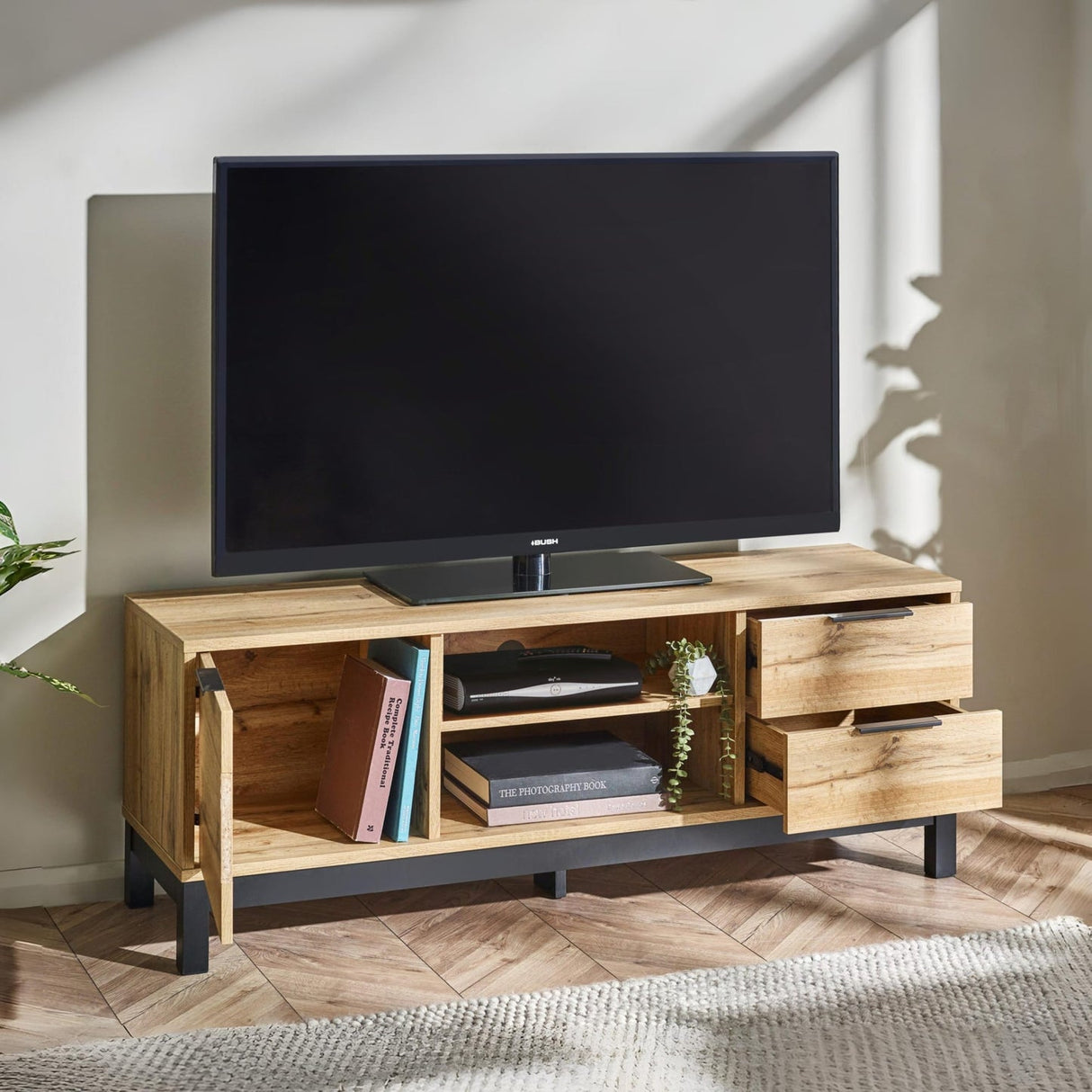 Wooden TV Stand With 1 Door And 2 Drawers - Bali