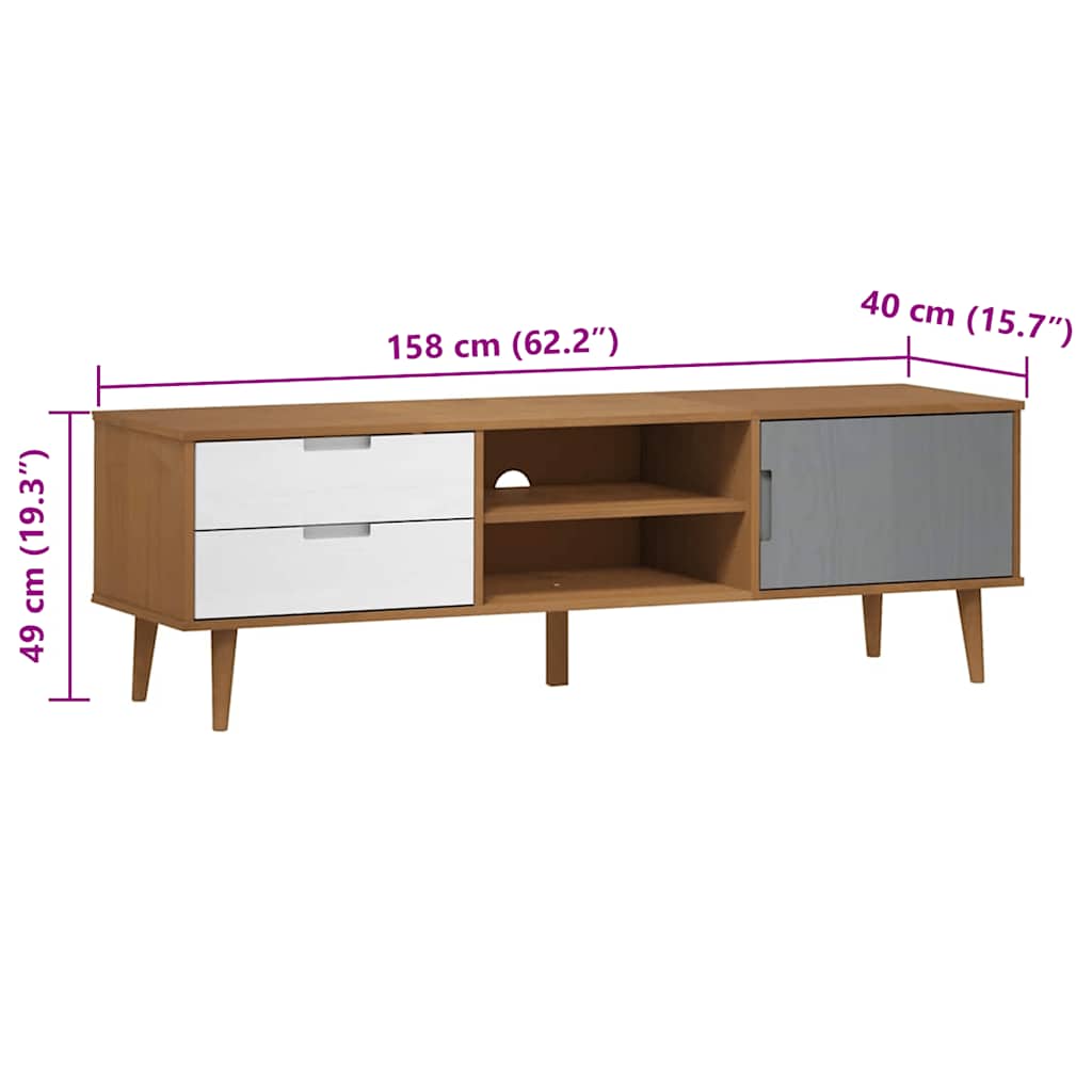 Wooden TV Stand With 1 Door And 2 Drawers - Molde