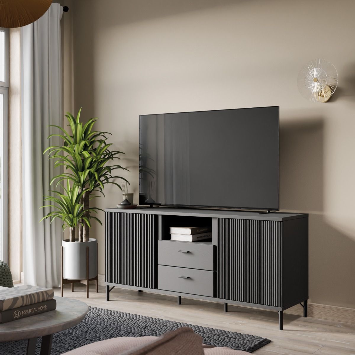 Wooden TV Stand With 2 Doors And 2 Drawers - Lusaka