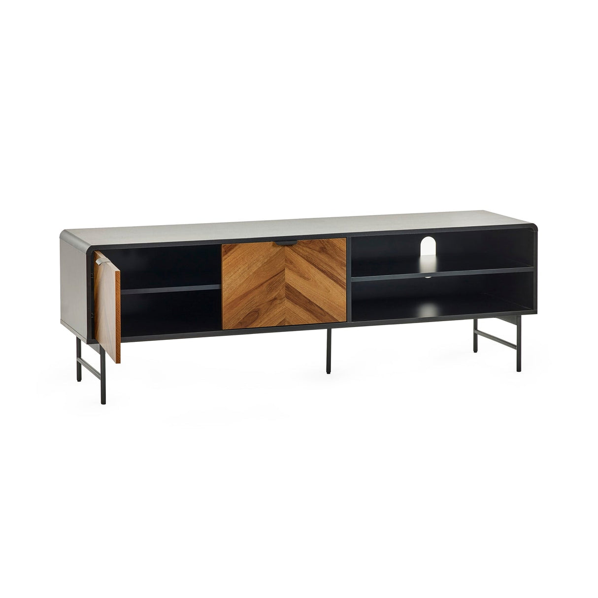 Wooden TV Stand With 2 Doors And 1 Shelf - Alvin