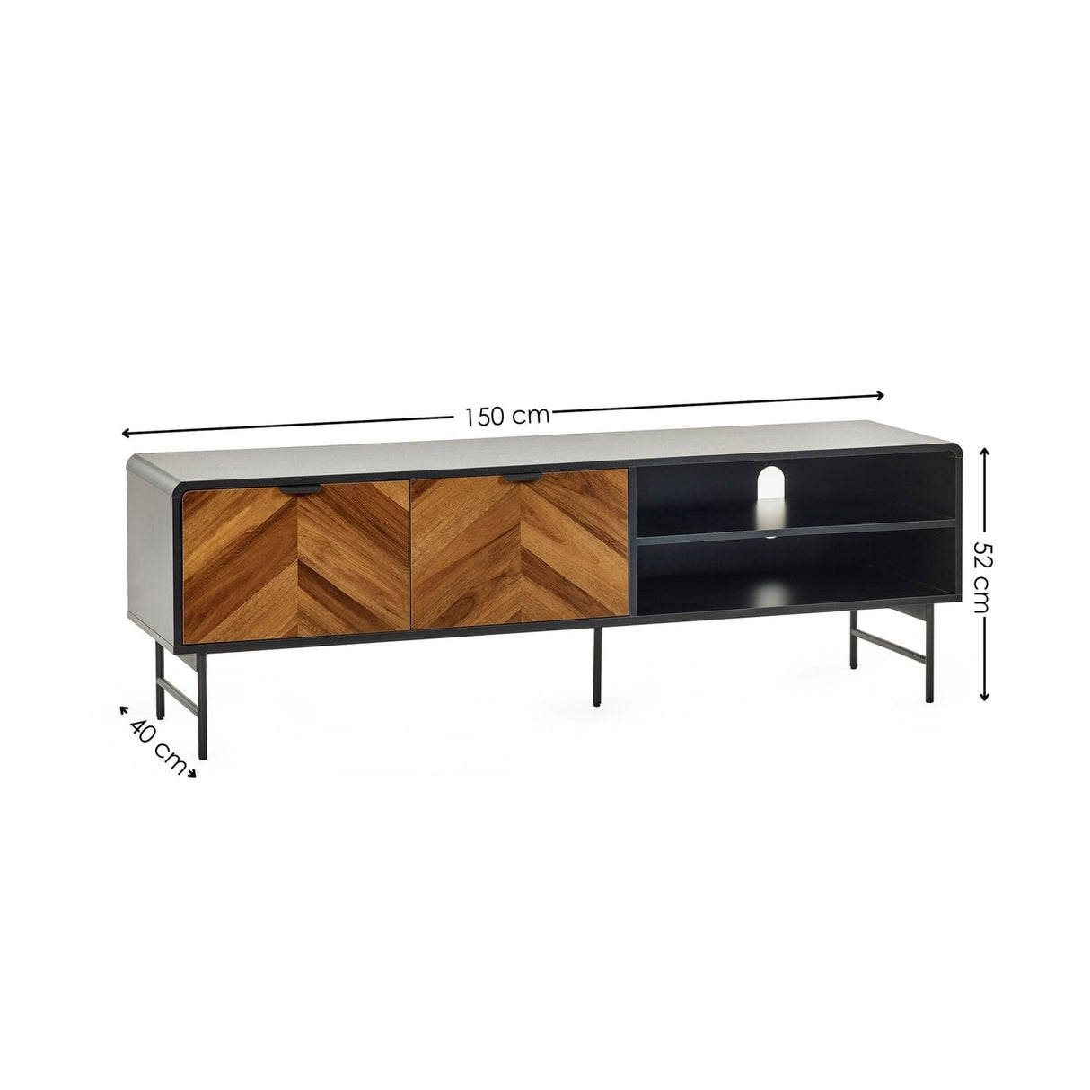 Wooden TV Stand With 2 Doors And 1 Shelf - Alvin