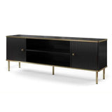 Wooden TV Stand With 2 Doors And 2 Shelves - Madison
