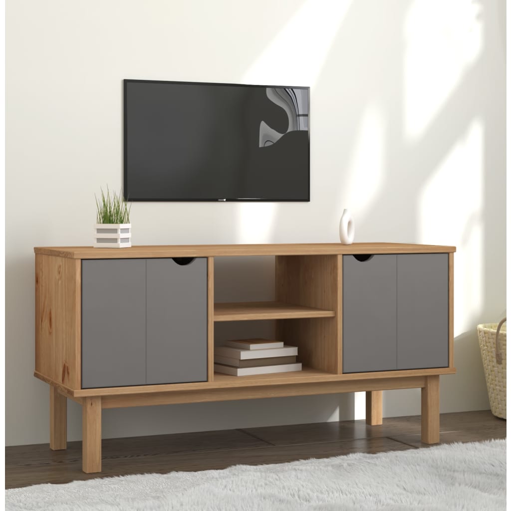 Wooden TV Stand With 2 Doors And 2 Shelves - Otta