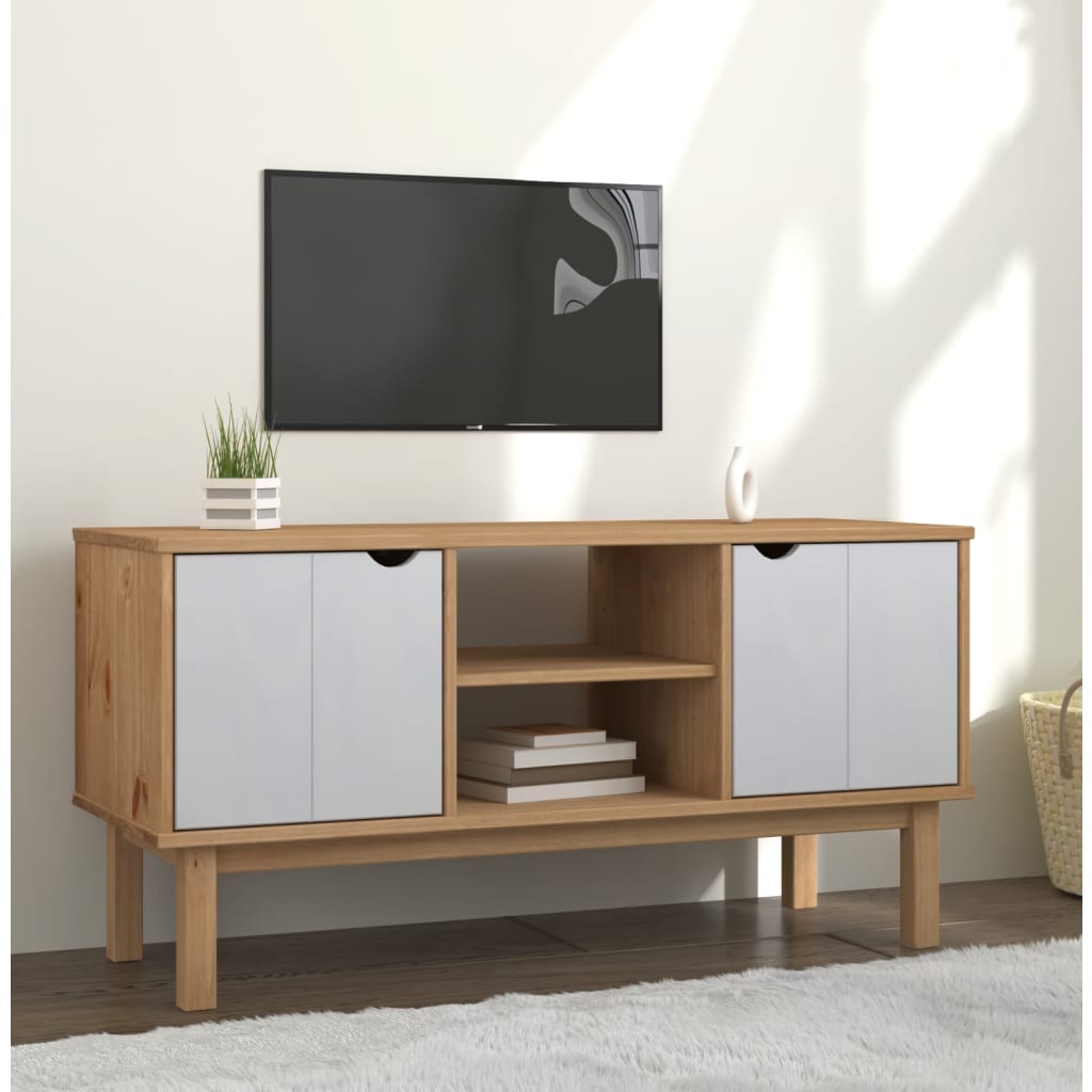 Wooden TV Stand With 2 Doors And 2 Shelves - Otta
