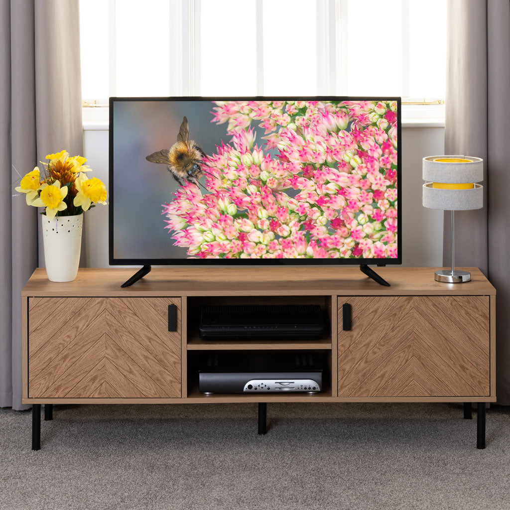 Wooden TV Stand With 2 Doors - Leon