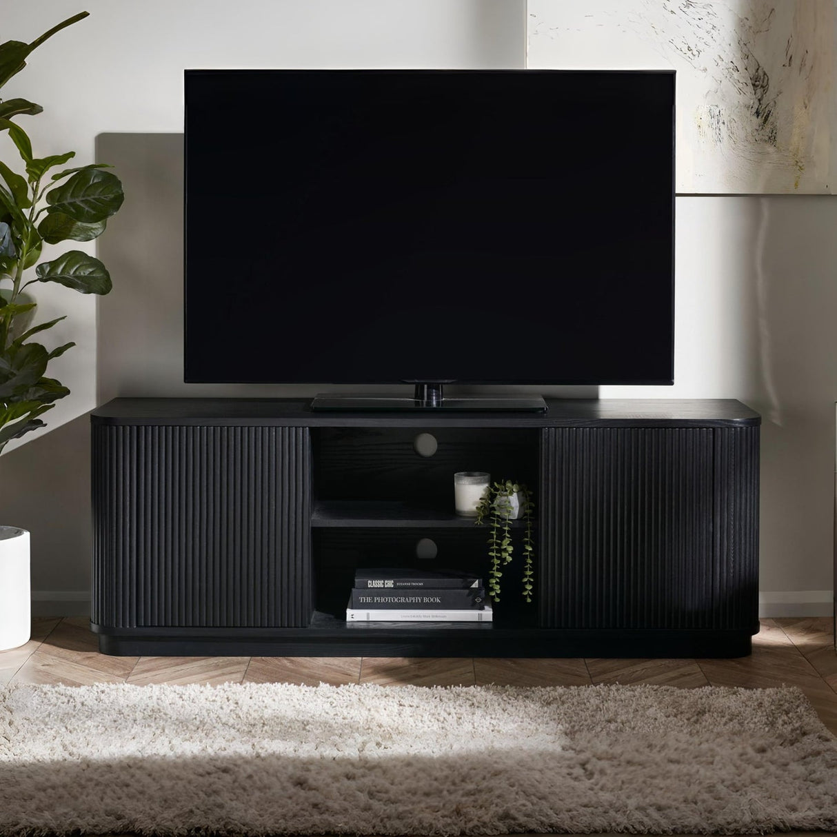 Wooden TV Stand With 2 Doors - Louis
