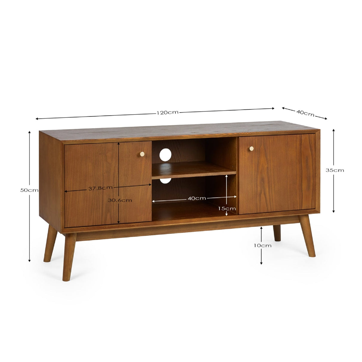 Wooden TV Stand With 2 Doors - Lowry