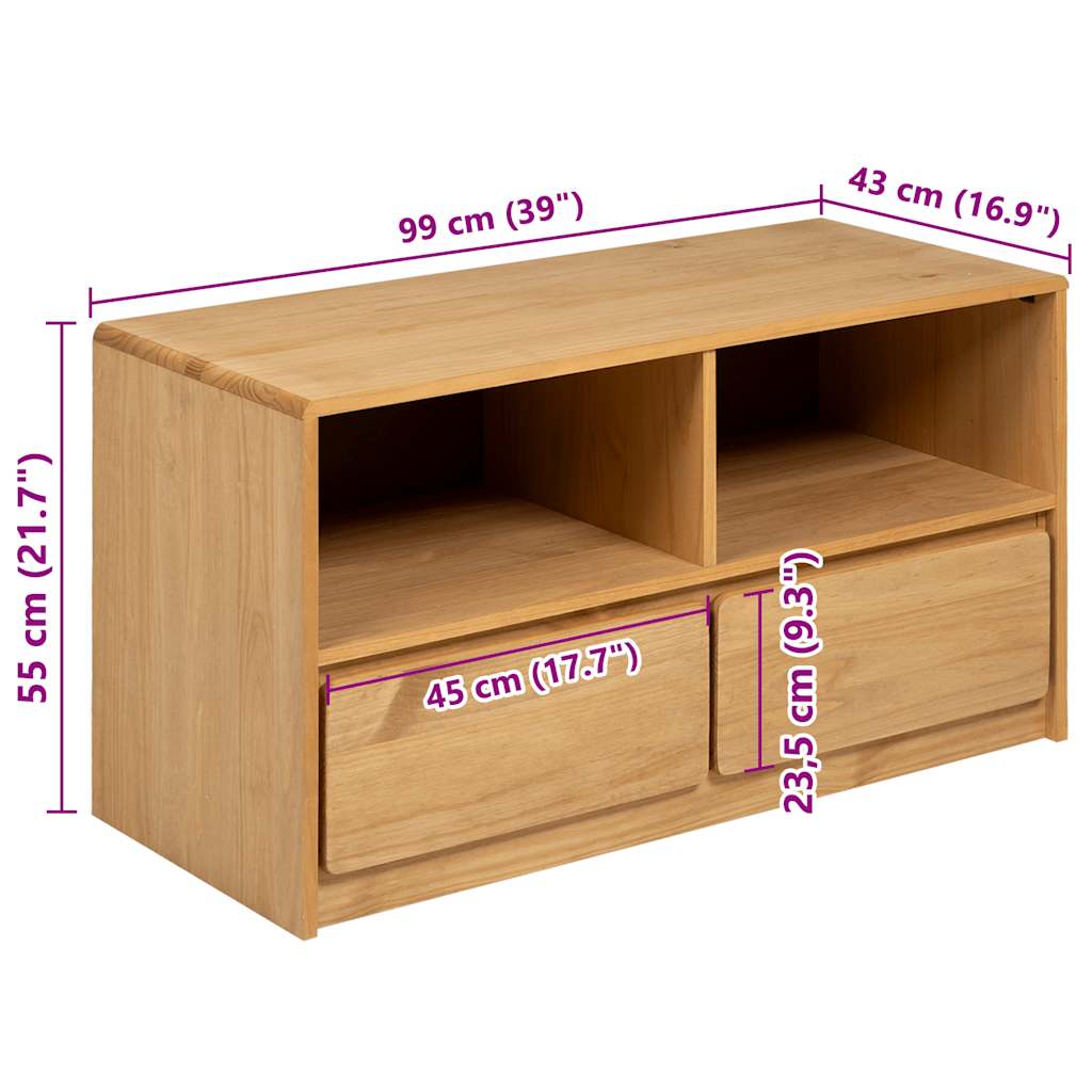 Wooden TV Stand With 2 Drawers And 2 Shelves - Sauda
