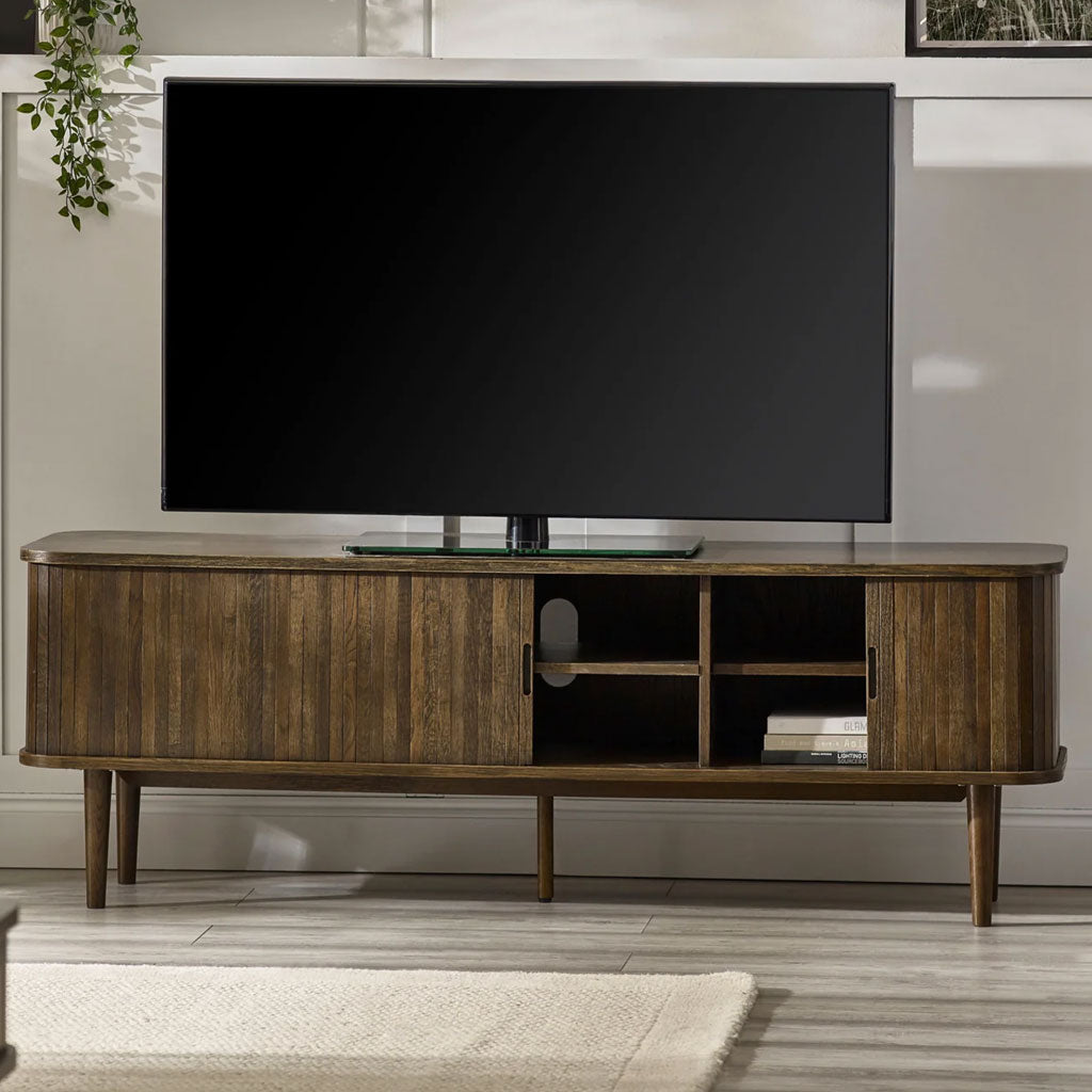 Wooden TV Stand With 2 Sliding Doors - Arya