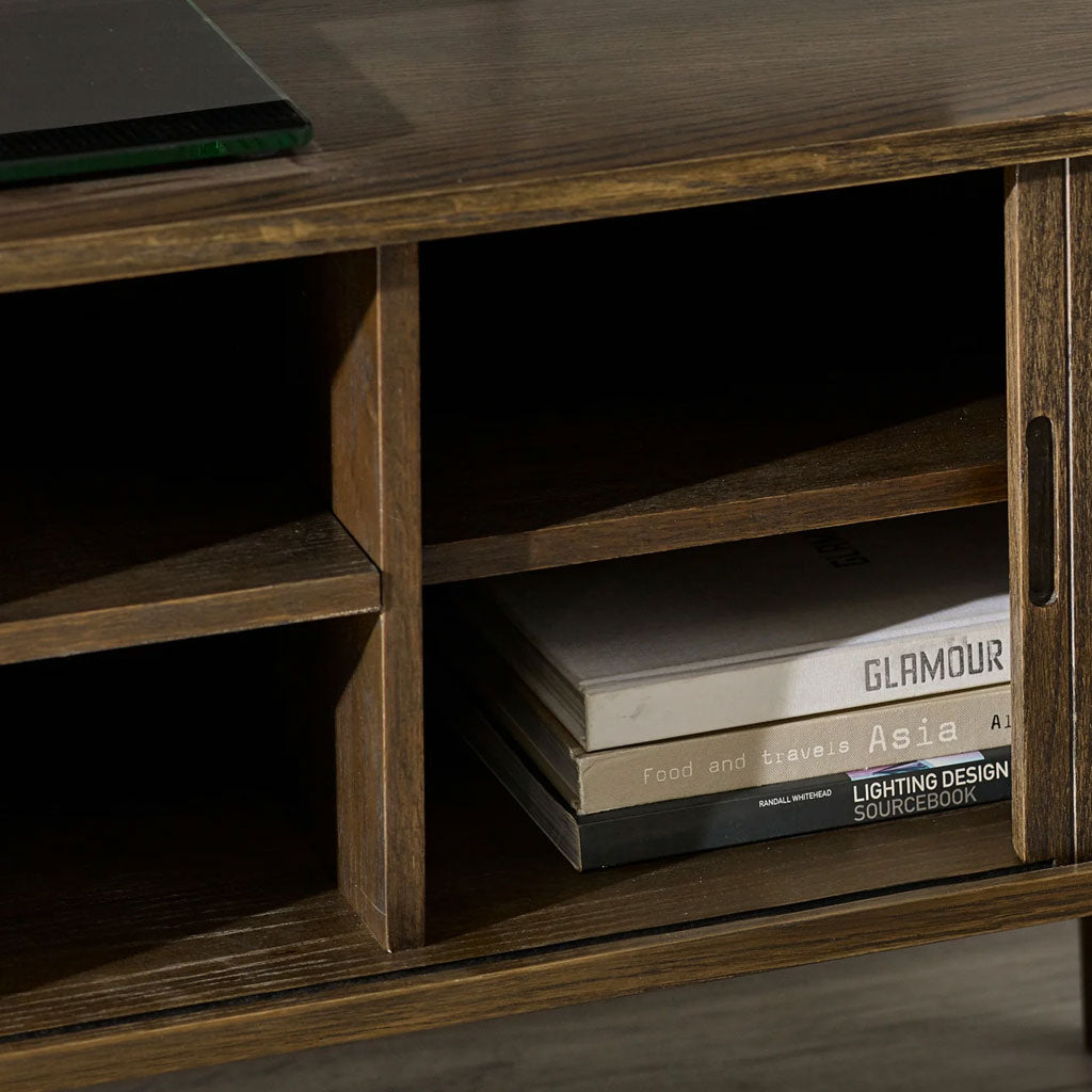 Wooden TV Stand With 2 Sliding Doors - Arya