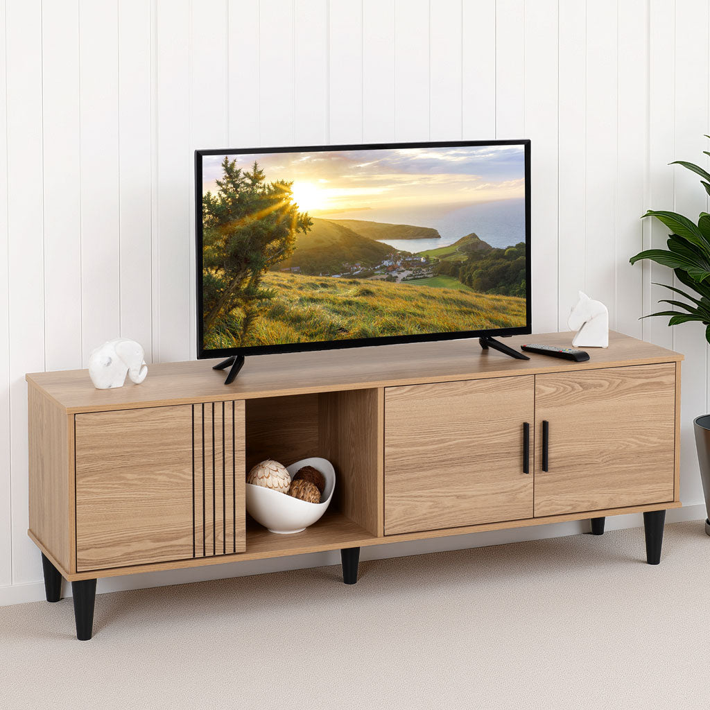 Wooden TV Stand With 3 Doors - Tessa