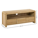 Wooden TV Stand With 3 Drawers - Curve