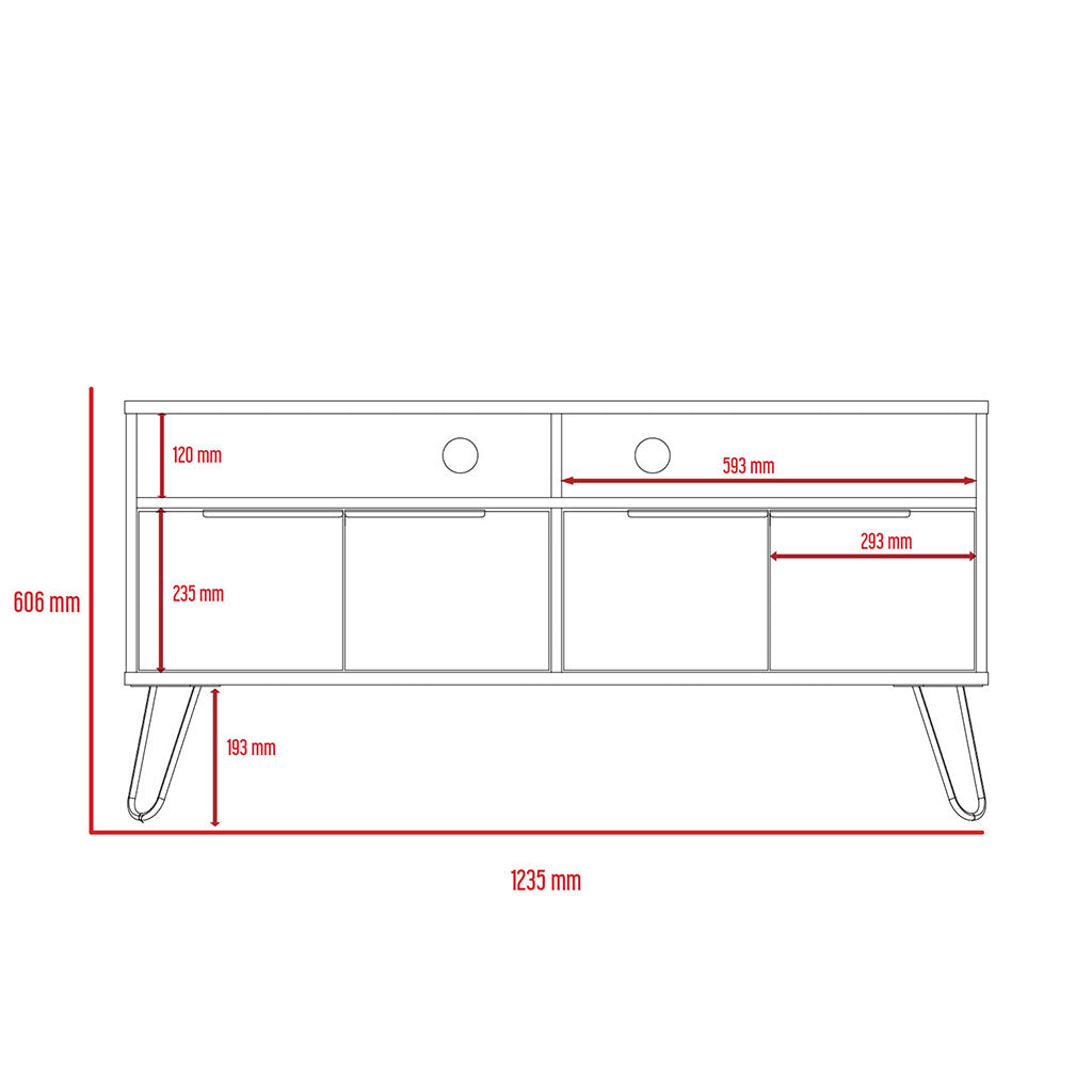 Wooden TV Stand With 4 Doors - Nevada