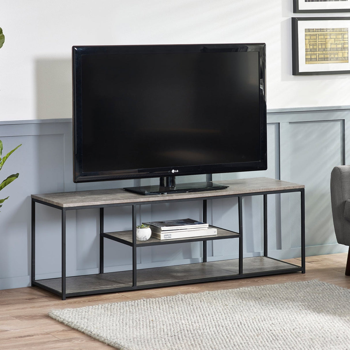 Wooden TV Stand With Metal Frame - Staten