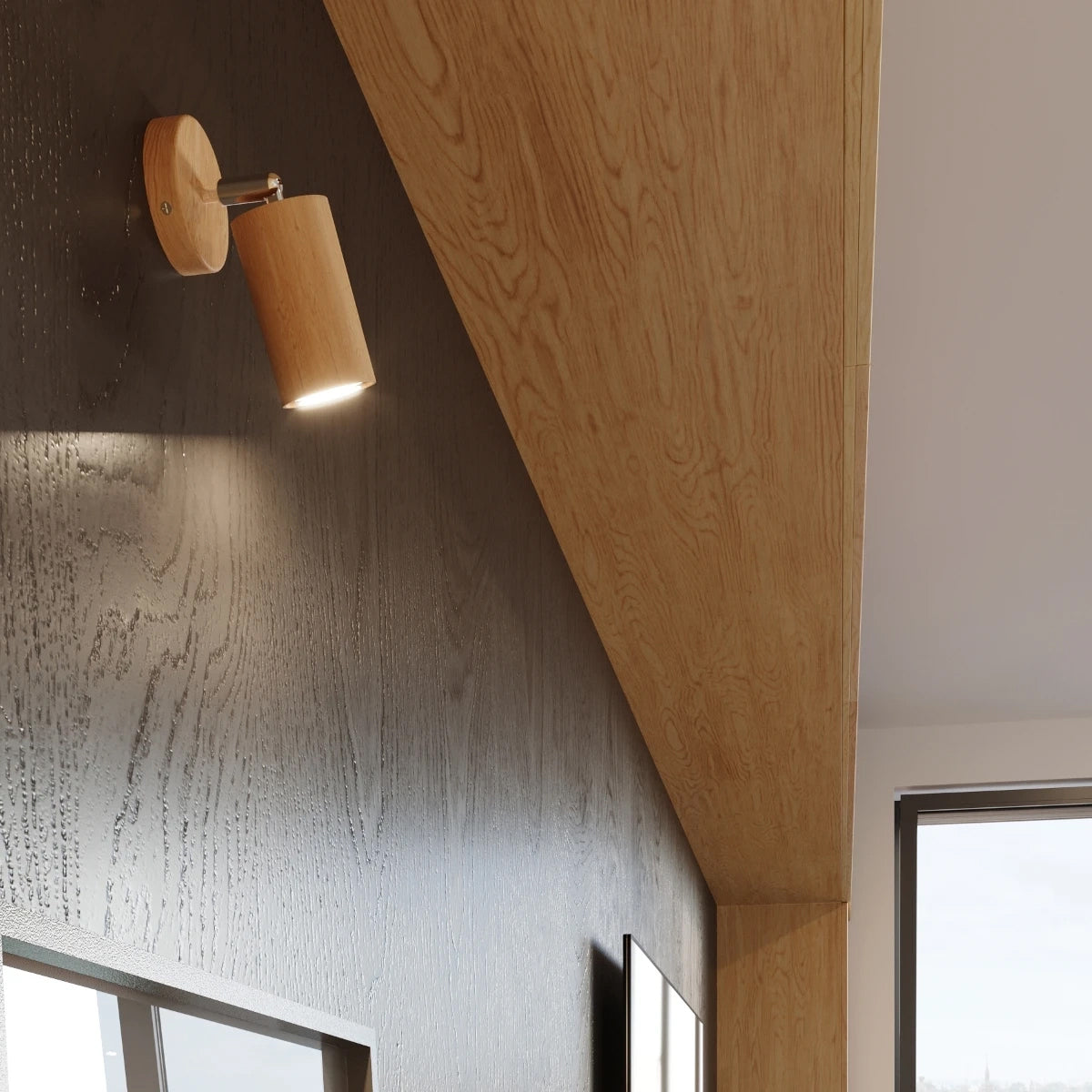 Wooden Wall Light With Berg Lamp - Peach Puff