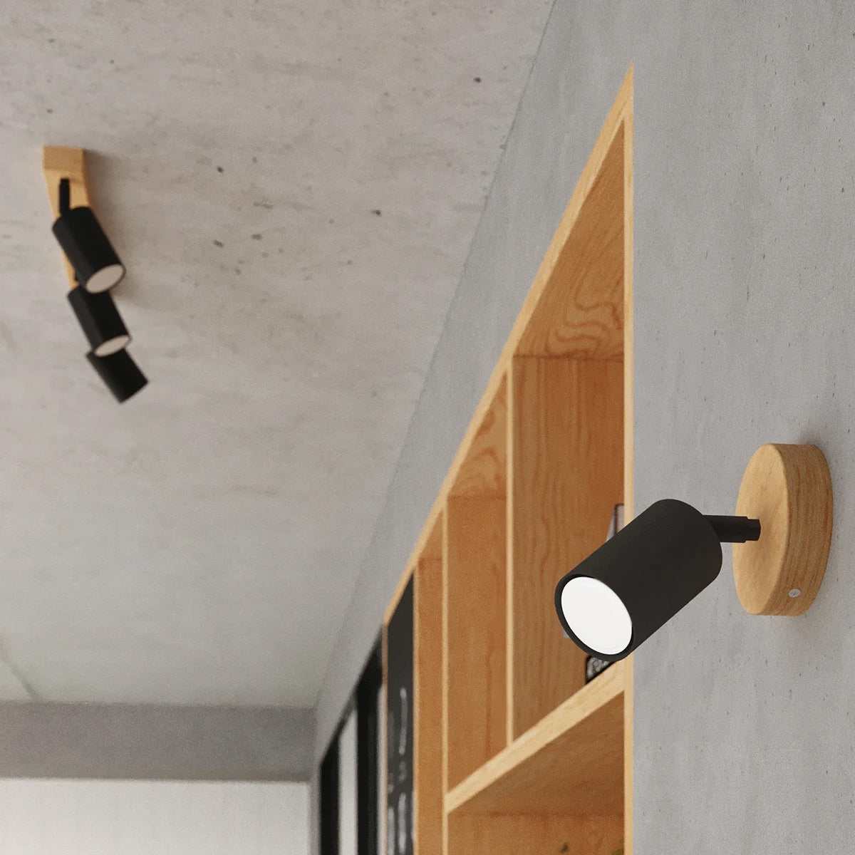 Wooden Wall Light With Steel Verdo Lamp - Peach Puff