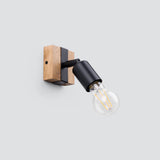 Wooden Wall Light With Zuca Lamp in Natural Wood - Peach Puff