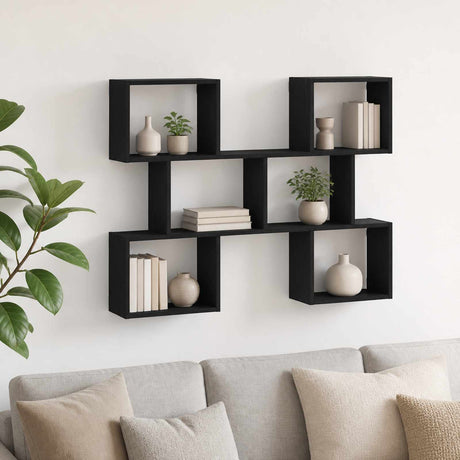 Wooden Wall Shelf 103cm Wide With 6 Compartments - Vantage Home
