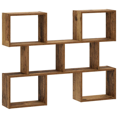 Wooden Wall Shelf 103cm Wide With 6 Compartments - Vantage Home