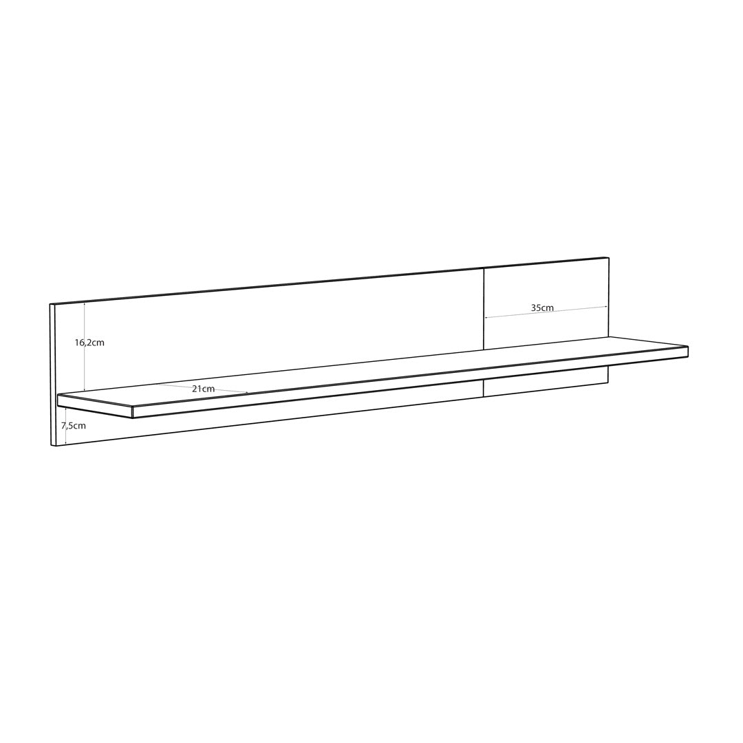 Wooden Wall Shelf 140cm Wide With Sliding Panel - Bixbite