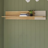 Wooden Wall Shelf 140cm Wide With Sliding Panel - Bixbite