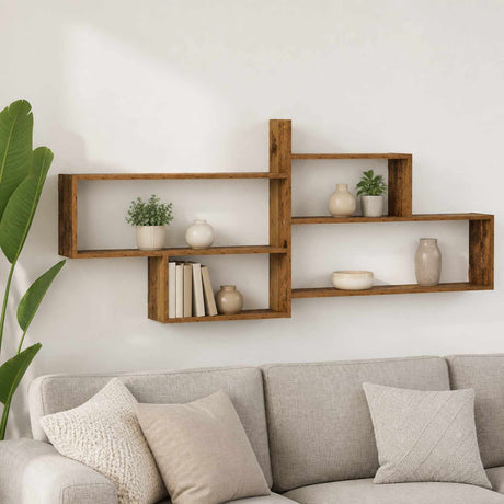 Wooden Wall Shelf 168.5cm Wide With 4 Compartments - Vantage Home