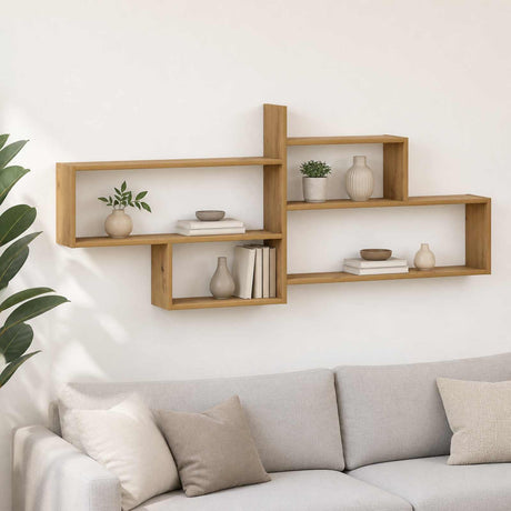 Wooden Wall Shelf 168.5cm Wide With 4 Compartments - Vantage Home