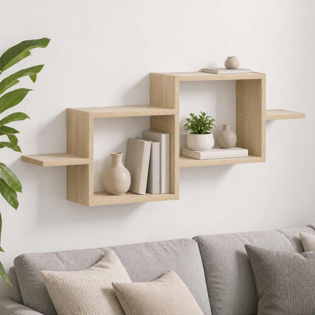 Wooden Wall Shelf 95cm Wide With 2 Compartments - Vantage Home