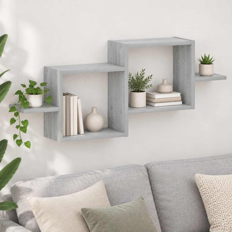 Wooden Wall Shelf 95cm Wide With 2 Compartments - Vantage Home
