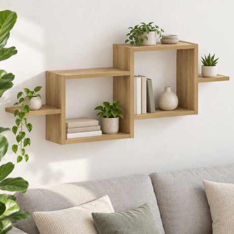 Wooden Wall Shelf 95cm Wide With 2 Compartments - Vantage Home