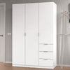 Wooden Wardrobe 135cm Wide With 3 Doors And 3 Drawers - Carmel