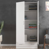 Wooden Wardrobe 170cm High With 2 Doors And 1 Drawer - Space