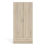 Wooden Wardrobe 170cm High With 2 Doors And 1 Drawer - Space